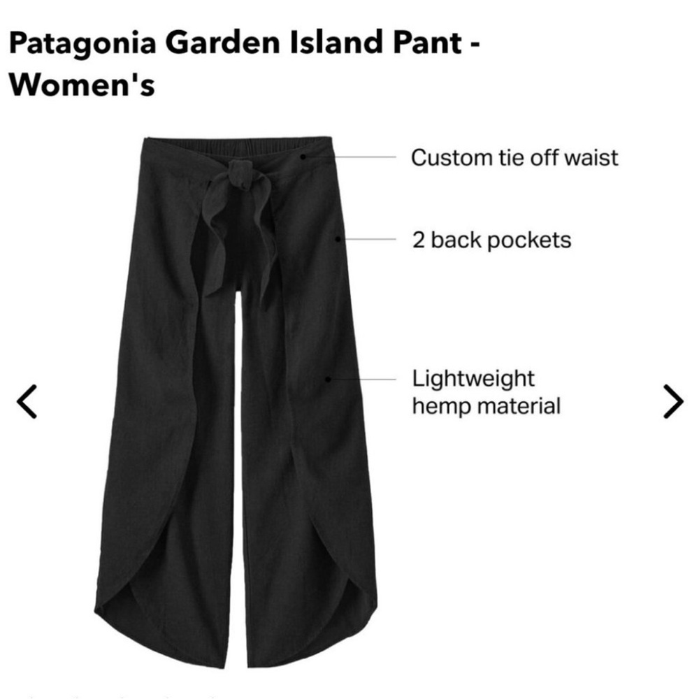 🌺 {nwt} Patagonia Garden Island Linen Hemp Wrap Pants - XS - Picture 7 of 12
